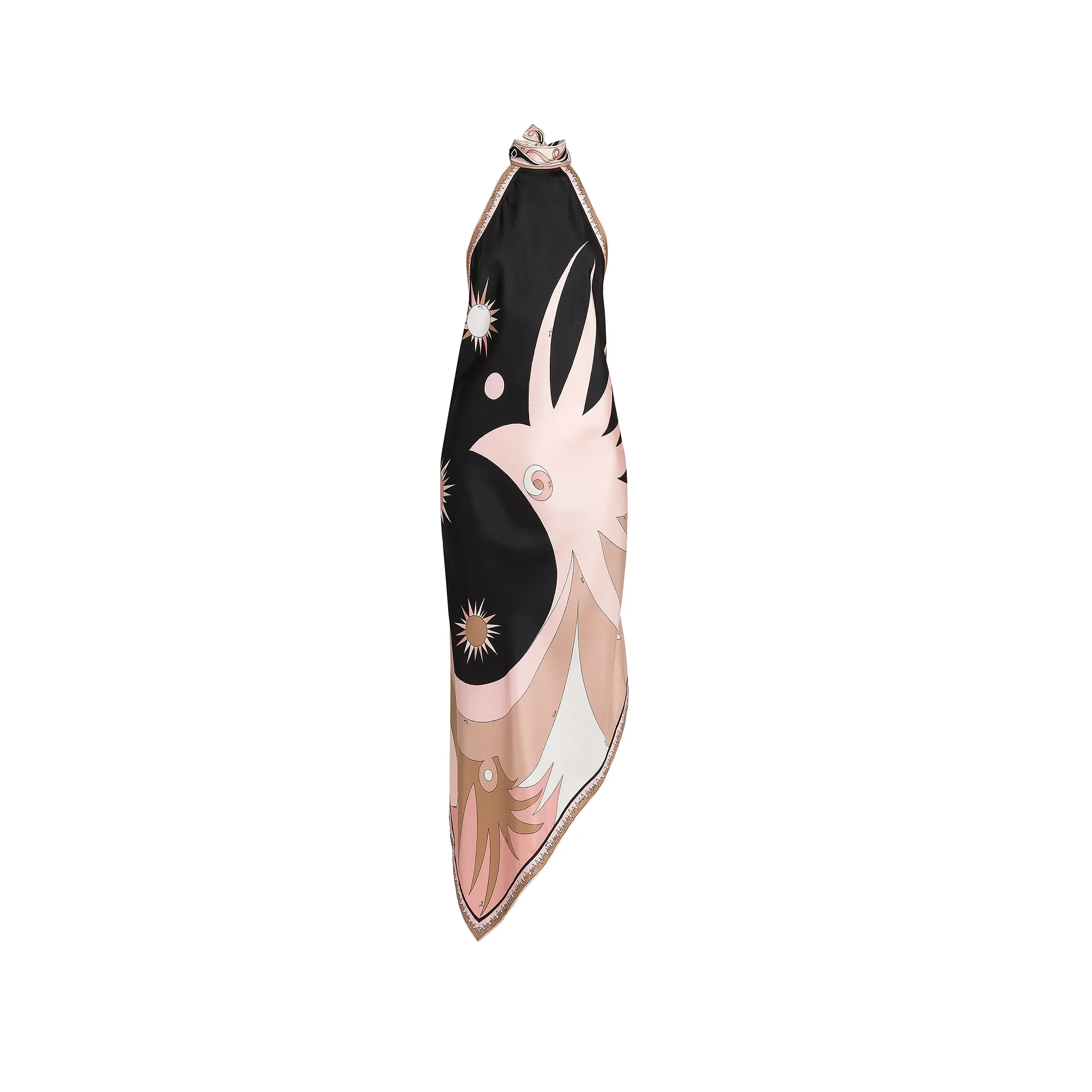 PUCCI PRINTED SILK TWILL HALTER NECK DRESS 
